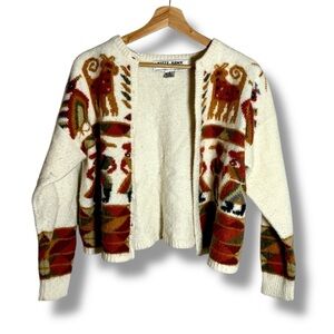 VTG Kitty Hawk by Vivian Wang 90's Monkey/Animal Wool-Blend Cardigan Sweater